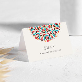 Agate Turquoise Floral Mandala Wedding Place Card テーブルナンバー