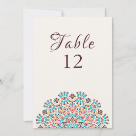 Agate Turquoise Mandala Wedding Table Number 招待状