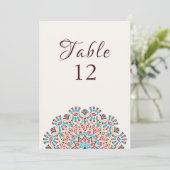 Agate Turquoise Mandala Wedding Table Number 招待状 (スタンド正面)