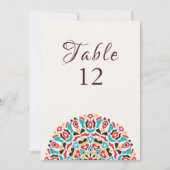 Agate Turquoise Mandala Wedding Table Number 招待状 (正面)