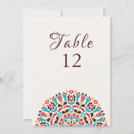 Agate Turquoise Mandala Wedding Table Number 招待状