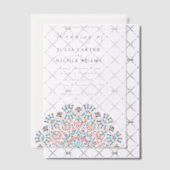 Agate Turquoise Teal & Wine Floral Mandala Wedding ベラム紙招待状 (オフセット (招待状))