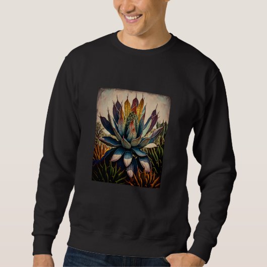 Agave Plant Collectors Agave Mexican Folk Painting スウェットシャツ (正面)