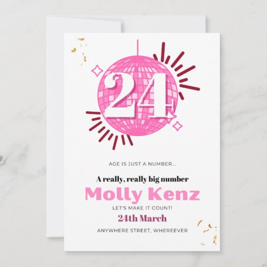 AgeはJust a Number Adult誕生日 招待状 (正面)