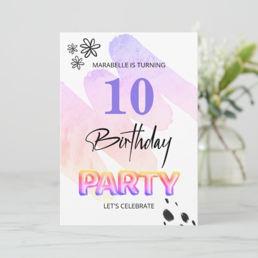 *~* AGE抽象芸術ドール水色誕生日 招待状 (スタンド正面)