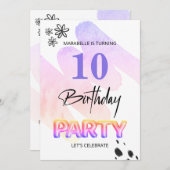 *～* AGE抽象芸術ドール水色誕生日 招待状 (正面/裏面)