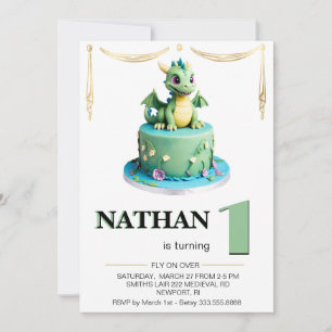 *~* AGE 1ベビードラゴンフォトAP88誕生日パーティー 招待状