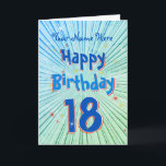 Age 18おもしろい3D Blue Chill編集可能18誕生日 カード<br><div class="desc">18誕生日カード。Age 18おもしろい3D Blue Chill、Blue、Green、Red 18誕生日カード。青、緑、赤の3D効果ラジアルラインのパターンデザインハッピーバースデー文字、18の文字と星。内読文字：幸せな18誕生日を願う。カードをパーソナライズし、カードの前面に名前を追加する。好きな内部メッセージをパーソナもしライズできる。</div>