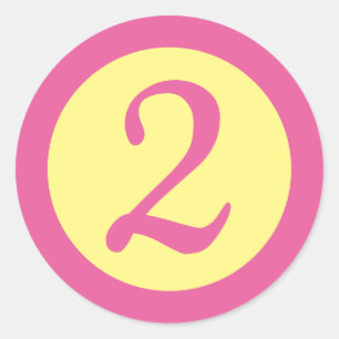 Age 2番号カスタマイズ可能なピンク色の文字(黄色) ラウンドシール