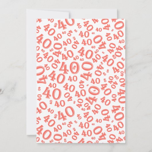 Age 40 Random Number Pattern Coral/White 40th 招待状 (裏面)