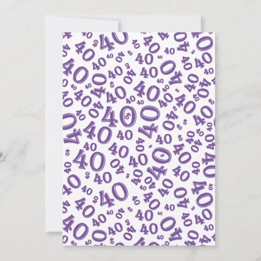 Age 40 Random Number Pattern Purple/White 40th 招待状 (裏面)