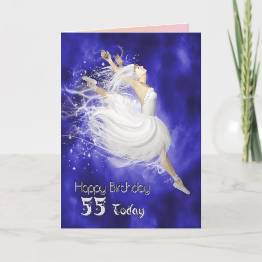 Age 55, leaping ballerina birthday card カード (正面)