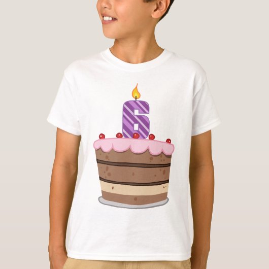 Age 6オンお誕生日ケーキ tシャツ (正面)
