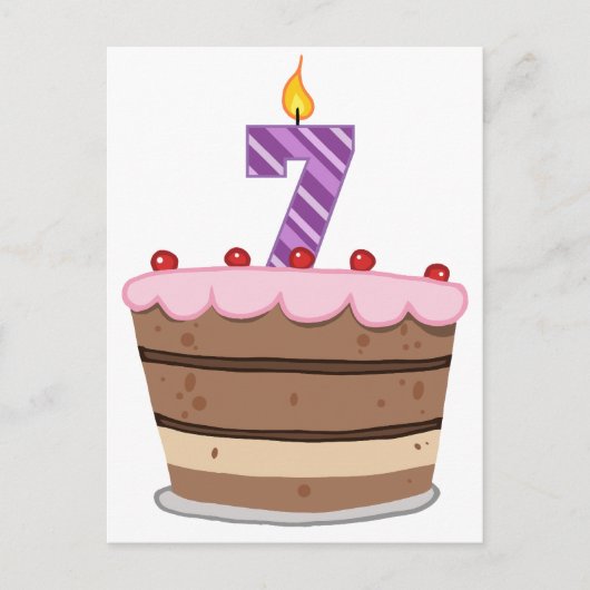 Age 7オンお誕生日ケーキ ポストカード (正面)