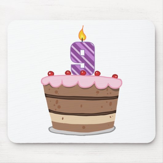 Age 9オンお誕生日ケーキ マウスパッド (正面)