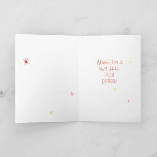 Age 90おもしろいラジアル日が差すことオレンジ90誕生日 カード (内部)