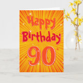 Age 90おもしろいラジアル日が差すことオレンジ90誕生日 カード (黄色い花)