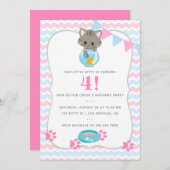 Age CatまたはKitten Birthday Partyへの招待 招待状 (正面/裏面)