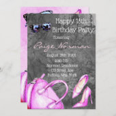 Age Hot Pinkファッション誕生日パーティーの追加 招待状 (正面/裏面)