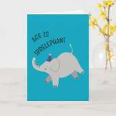 Age is irrelephant - animal punny birthday card カード (黄色い花)