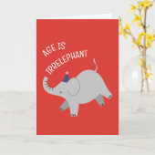 Age is irrelephant - animal punny birthday card カード (黄色い花)