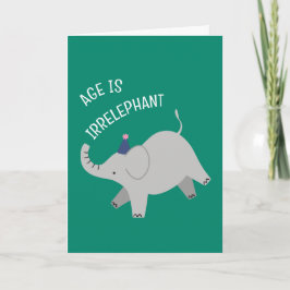 Age is irrelephant - animal punny birthday card カード