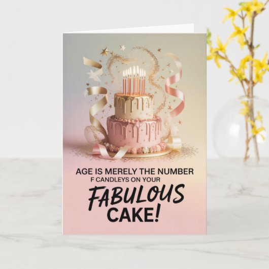 Age Is Just Candles – Funny Birthday for Women カード (黄色い花)