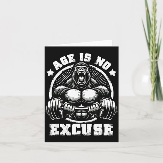 Age Is No Excuse Gorilla Weightlift Gym Quotes Gym カード (正面)