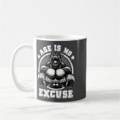 Age Is No Excuse Gorilla Weightlift Gym Quotes Gym コーヒーマグカップ (左)
