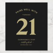 Age Minimalistブラック&金ゴールド21st ワインラベル (シングルラベル)