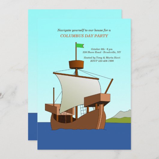 Age of Discovery Columbus Day招待状 招待状 (正面/裏面)