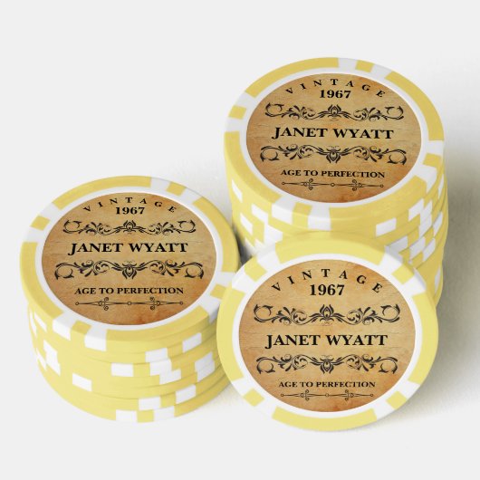 Age to Complementsヴィンテージ誕生日 ポーカーチップ (積み重ね)