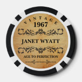 Age to Perfectヴィンテージ – 任意の誕生日 ポーカーチップ (裏面)