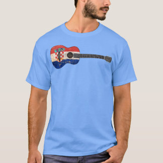 AgedとCroatianのアカ擦り切れたースティックギター Tシャツ