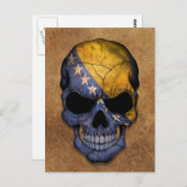 Aged and 擦り切れた Boisan – ヘルツェゴビナ国旗のスカル ポストカード (正面/裏面)