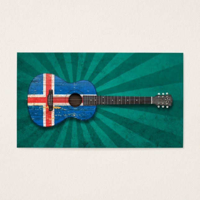 Aged and Icelandic 擦り切れた Flag Acoustic Guitar、ティール (正面)