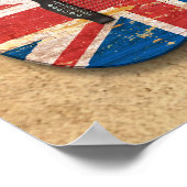 Aged and Worn British Flag Acoustic Guitar ポスター (角)