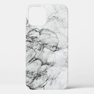 aged black and white postcard stylizationabstract, iPhone 12ケース