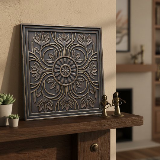 Aged Bronze Art Nouveau Floral #18 ID1193 タイル