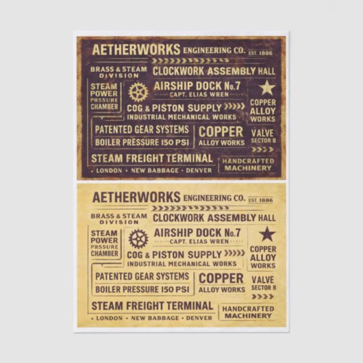 Aged Distressed Steampunk Work Signs FA8 Decoupage 薄葉紙 (正面)