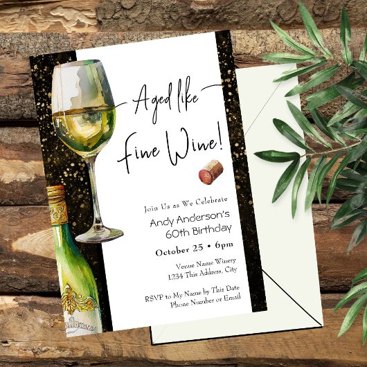 Aged Fine Wine 60th Birthday Invitation 招待状