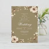 Aged Floral Frame Rustic Wedding 招待状 (スタンド正面)