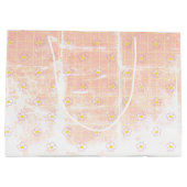 Aged Grunge Pastel Texture Tiny Daisies Flowers. ラージペーパーバッグ (裏面)