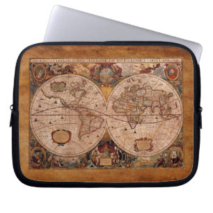 Aged Henricus Hondius' 1630 AD旧世界地図 ラップトップスリーブ