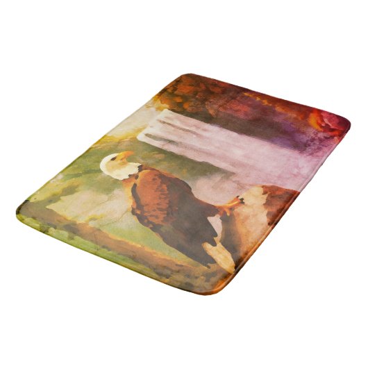 Aged oil pastel of Bald Eagle バスマット (アングル)