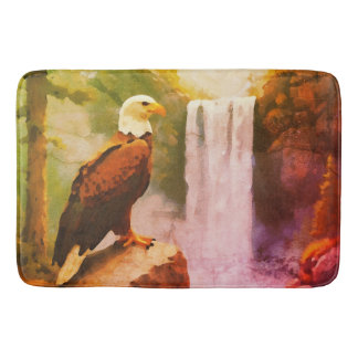 Aged oil pastel of Bald Eagle バスマット