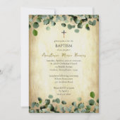 Aged Parchment and Eucalyptus Orthodox Baptism 招待状 (正面)