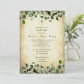 Aged Parchment and Eucalyptus Orthodox Baptism 招待状 (スタンド正面)