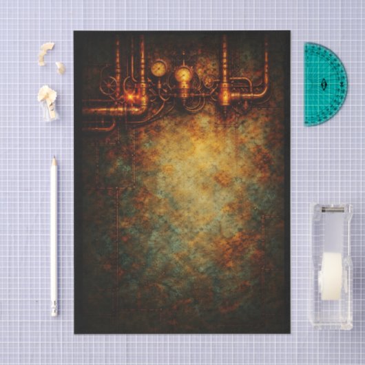 Aged Steampunk Industrial Background FG9 Decoupage 薄葉紙 (クラフト)