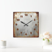 aged steel plate スクエア壁時計 (ホーム)